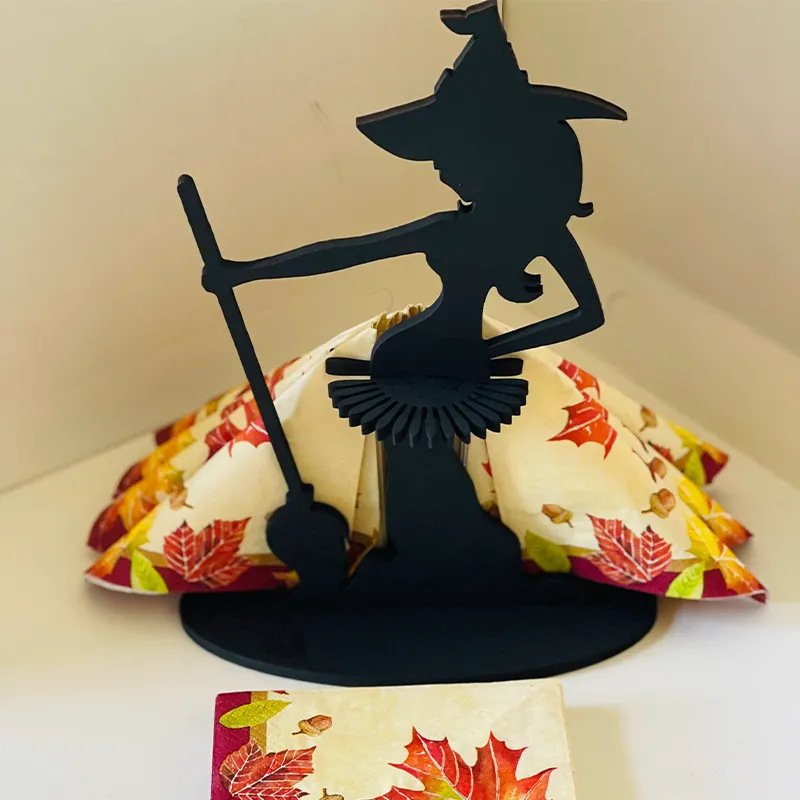 Wooden Halloween Witch Napkin Holder - Image 9