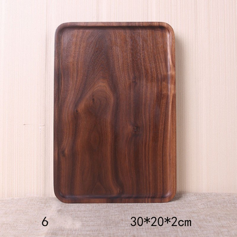Japanese Style Wooden Black Walnut Rectangular Dinner Plate - Image 2